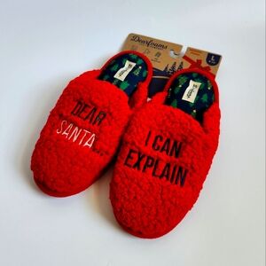 NWT Dear Santa I Can Explain Christmas Women's Slippers